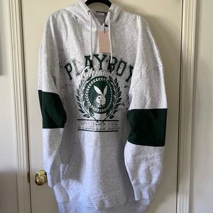 Oversized Playboy x Missguided hoodie dress